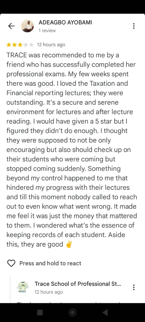 professional exams training centre in lagos nigeria